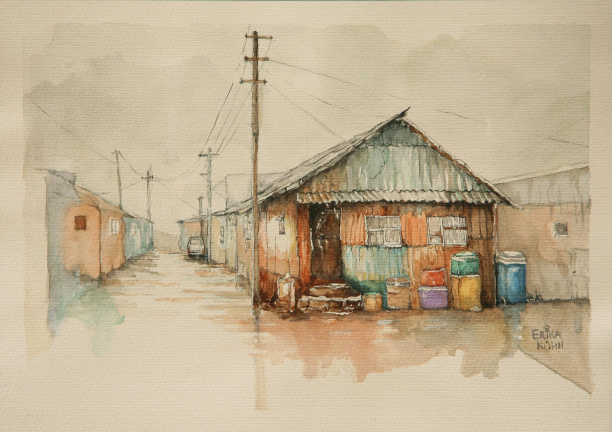 Colourful Township Home 21cm x 29.5 cm (A4)